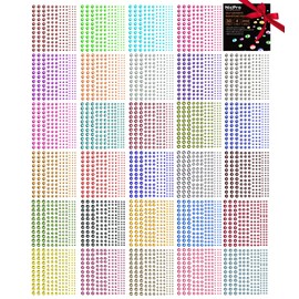 Rhinestone Stickers 4950 PCS, Nicpro Self Adhesive Face Gems Stick on Body Jewels Crystal in 4 Size 30 Colors,30 Embellishments Sheet for Decorations Crafts Nail Makeup