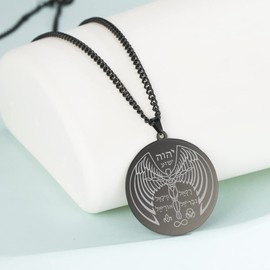 Mystery Angel Pendent Necklace for Men of Flyingman Necklace Magic Seals Amulets Wings Pendent Jewelry for Birthday Gift, 1.38 inches * 1.5 inches;0.63 Ounces, Stainless Steel, No Gemstone
