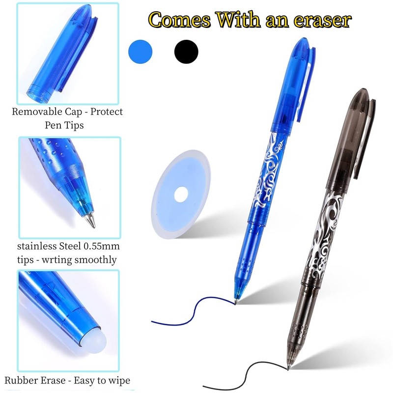 Erasable Gel Ink Rollerball Pens,10Pcs Erasable Pens Gel Ink Rollerball