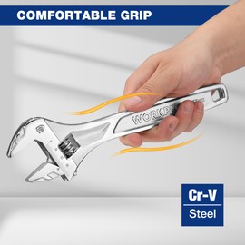 WORKPRO Adjustable Wrench, 10-inch Heavy Duty Spanner with Inch/Metric Scale, Premium Cr-V Steel, Chrome Plated
