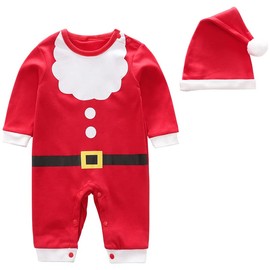 ZHSKEUUN My First Christmas Baby Boy Santa Outift Infant Long Sleeve Onesie 3-6 Months Newborn Santa Claus Costume Xmax Clothes (Baby Santa Outfit,0-3 Months)