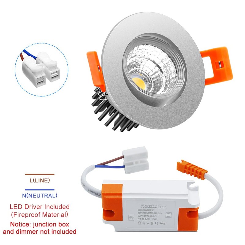 2Inch LED Recessed Ceiling Light, 3W Dimmable LED Downlight, 60