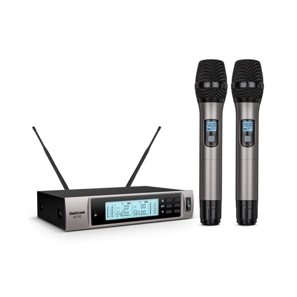 BEKBOES Professional Dual Dynamic Handheld UHF Wireless Microphone System, Wireless