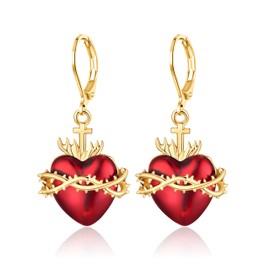 TALYKONG Sacred Heart Earrings Sacred Heart of Jesus Dangle Drop Earring Jewelry for Women
