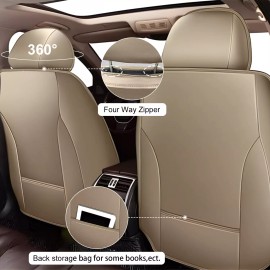AUTOJX Fit For Nissan Rogue 2010-2024 Faux Leather Car 5-Seat Covers Protector Pad Set
