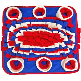 Interactive Dog Snuffle Mat for Mental Stimulation and Enrichment for Dogs, Pigs, Rabbits, and Other Pets (Red White & Blue)