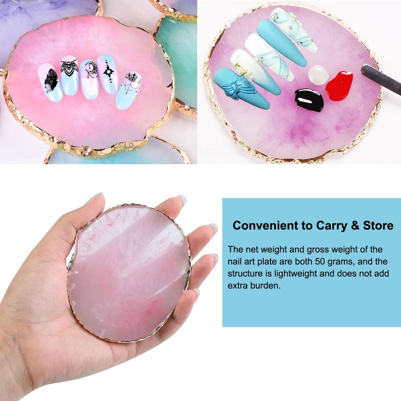 3 Stück Resin Nageldesign-Palette mit Farbmischung & Goldrand – Gel-Farbdisplay