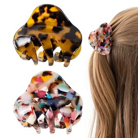 GNALIA Pack of 2 Medium Hair Clips for Thin Medium Thick Hair, Non-Slip Leopard Hair Clips, Fashionable Hair Styling Accessories for Women and Girls