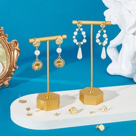 UNICRAFTALE 36 Pieces 3 Styles Flat Round Stud Earrings Stainless Steel Stud Earrings Accessories Textured Stud Earrings with Earring Clasps Golden DIY Earrings Accessories for Earrings Jewellery