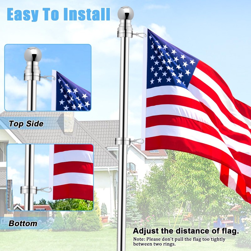 BONWIN 2" Large Flag Pole Rings, 2 Pcs Aluminum Alloy