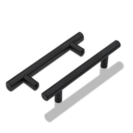 BA64mm Furniture Handles, Black Cabinet Handles, Stainless Steel Kitchen Handles, Black Kitchen Cabinet Door Handles, Ls201bk128 T Handles For Kitchen Cabinets, Bedroom, Bathroom Pack of 10