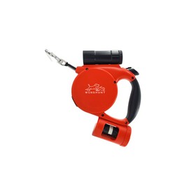 Retractable Dog Leash with Flashlight,Dispenser and Poop Bag Heavy-Duty Nylon Tape for Small,Medium Dogs and Cats One-Handed Brake and Lock.360°Tangle-Free.(Red)