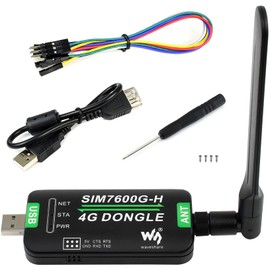 SIM7600G-H - DONGLE 4G con antena, grado industrial 4G USB/UART, comunicación y posicionamiento GNSS compatible con PC/Raspberry Pi/Drone/computadora industrial, compatible con banda global