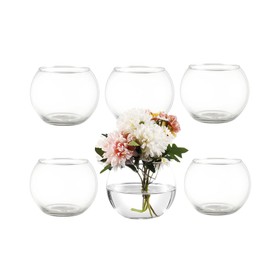 MARTAGE Round Glass Vases Set of 6, Clear Flower Vases for Centerpieces, Glass Bowl Vase, Small Round Vase for Living Room, Bedroom, Kitchen, Dining Table, Office, Wedding, 4 Inches