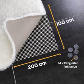 Hinrichs Non Slip Rug Underlay for Carpet 200x100cm - Cuttable Anti-slip Mat - Non Slip Matting Roll - Non Slip Mat - Rug Gripper - Non-slip Mat including 24 Felt Pads