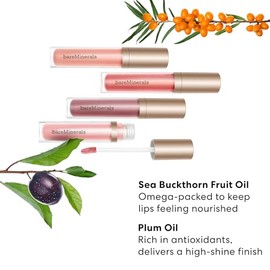 bareMinerals Mineralist Lip Gloss-Balm, brillo labial hidratante + bálsamo híbrido, bálsamo labial transparente brillante, sin adherencia, mejora la s