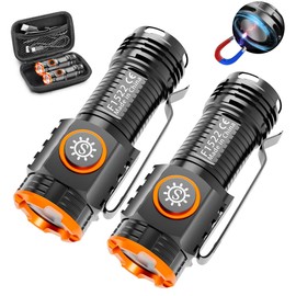 X.Store 2 Pack EDC Flashlight, Led Rechargeable Mini Pocket Light with Clip, High Lumens Ultra Bright Compact Flashlights with Magnetic for Camping Hiking Outdoor Emergency Use Waterproof