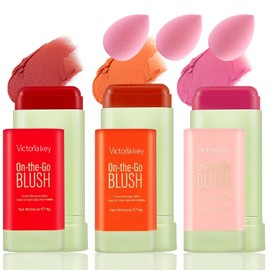 LUMEZING Rubor en Barra de 3 Colores, Rubors en Crema Sólido Mate, Rubor en Barra Multiusos para Mejillas, Labios y Ojos, Juego de Barras de Maquillaje de Alta Pigmentación