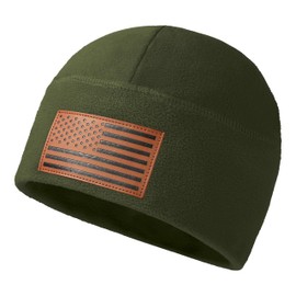 American Flag Beanie Hat for Men Women USA Tactical Police Army Military Gear Watch Cap Patriots Fleece Beanie Green