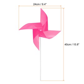 sourcing map 50pcs Windmills for the Yard Garden 15.7" x 9.1" 4 Leaves Pinwheels Wind Mills Spinners Windproof Waterproof Bird Devices with Stakes for Patio Decor, Pink