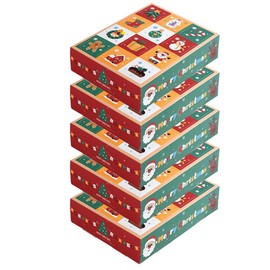 Baluue 5pcs Christmas DIY Advent Calendar Boxes 12 Empty Advent Calendar Xmas Paper Box to Fill Candy Cardboard Box
