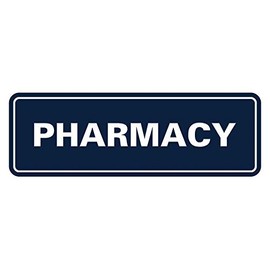 Signs ByLITA - Señal de farmacia estándar, Azul Marino/Blanco, Large (3" x 9")