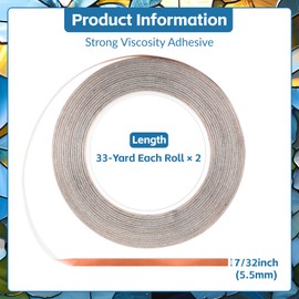 Copper Foil Tape for Stained Glass, 1/4inches 2pack x 108ft Black Backed Conductive Adhesive with Plastic Scraper for Soldering, Electrical Repairs(36 Yards Each) (1/4) (7/32inches)