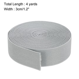 MECCANIXITY Twill Wide Elastic Band Double-Side 1.2 Inch Flat 4 Yard Woven Elastic Band Knit Elastic Spool Heavy Stretch Strap Pale Grey for Sewing, Waistband