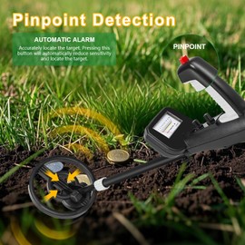 Metal Detector, Metal Detector for Kids, 34.2" - 41.7" Adjustable Gold Detector with Pinpoint & Waterproof Coil, Lightweight Metal Detectors for Exploration Hiking, Treasure Hunting - Great Kids Gift