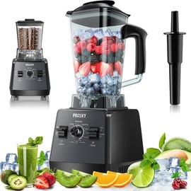 PRASKY Professional Blender – 68Oz BPA-Free Kitchen Blender for Smoothies & ice Crushing,  For Home, Commercial Use, Coffee Cup & Stand Mixer Electric Mixing Beverage Fruit - Color: 2 in 1 - Gray