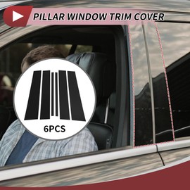 HEROFFIX 6 Pcs Door Pillar Window Trim for Nissan Titan 2017-2020 Front Rear Left Right Anti Scratch Sticker Pillar Posts Door Outer Exterior Cover Black