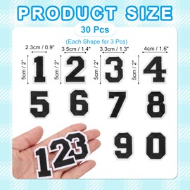 sourcing map 30 Pcs Number Patches 2" Length Number 0-9 Embroidered Decorative Repair Patches Iron/Sew on Embroidery Appliques for Decor Clothes Shoes Hats Backpacks DIY Crafts, Black