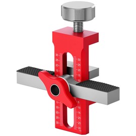 Aluminum Alloy Cabinet Door Installation Positioner for Woodworking Adjustable Length Cabinet Hardware Jig for Most Cabinet Doors(Gules,Style 1)