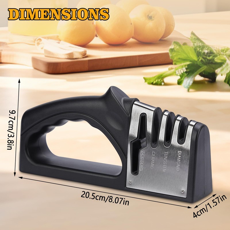 LSXKAMIX 4-in-1Manual Knife Sharpener Suitable for kitchen knives, fruit knives,