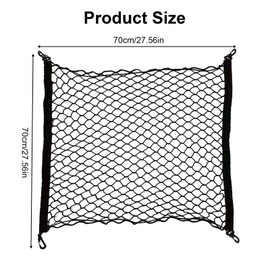ALI2 Luggage Net 70 x 70 cm, Car Boot Net, Elastic Luggage Net Car, Boot Net with 4 ABS Hooks, Luggage Net Motorhome, Luggage Net Boot for Attaching Items, Black (70 x 70 cm)