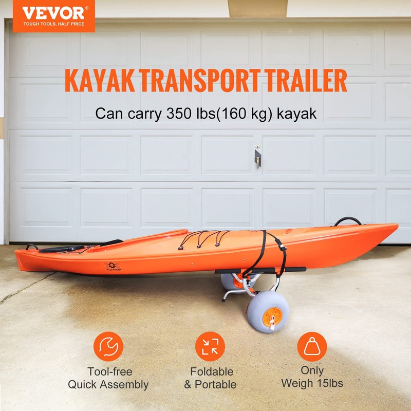 VEVOR Heavy Duty Kayak Cart, 350lbs Load Capacity, Foldable Canoe