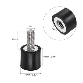 sourcing map M4 Rubber Mounts, 6pcs Male/Female Vibration Isolator Shock Absorber, for Garage Motor Air Compressor Car Boat Bobbins, D10mmxH10mm