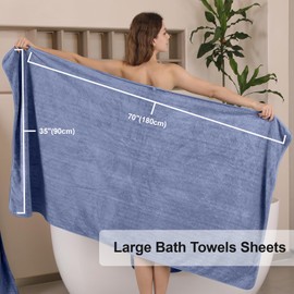 CHINO Bathroom Towel Set,35x70 Inch Bath Sheets Towels for Adults,Jumbo Bath Towels Extra Large Quick Dry Towel Soft Absorbent Oversized Towels Microfiber Shower Towels Bathroom Spa (4 Pcs Violet)