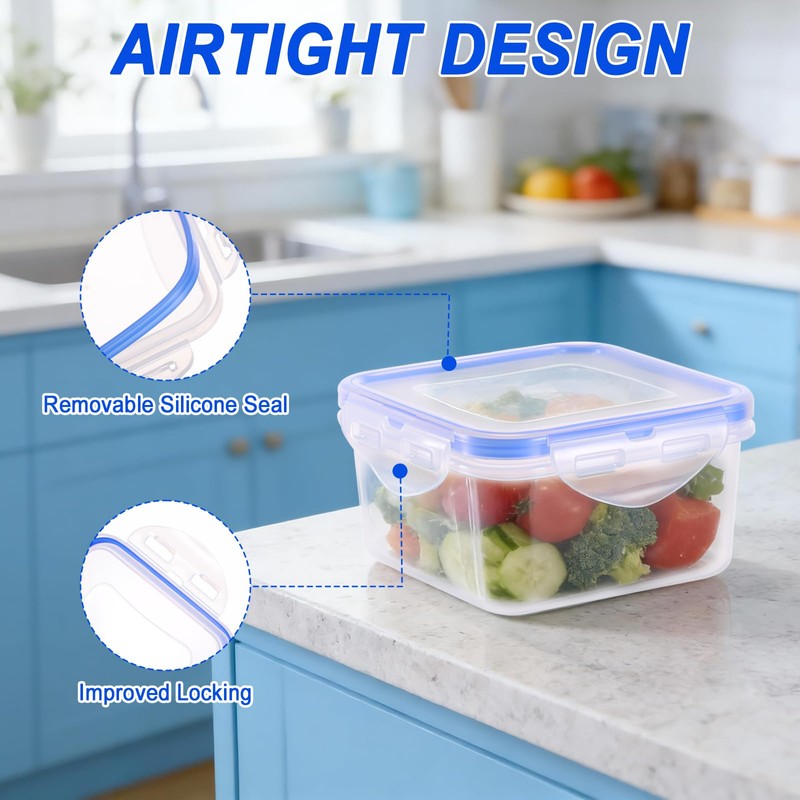 Kssvzz 6 Pack 400ml Square Food Containers with Lids Airtihgt,