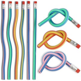 5Pcs Multicolor Stripe Soft Pencil Flexible Stationery Eraser Soft Writing Bendy Stu G9z8 Pencil With Flexible,Wooden Lead Pencils,Not Easy to Break Office Products,Writing and Correction Supplies