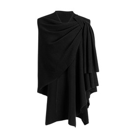 DEMDACO Keyhole Pullover Poncho Travel Wrap, One Size Fits Most Cotton, Black