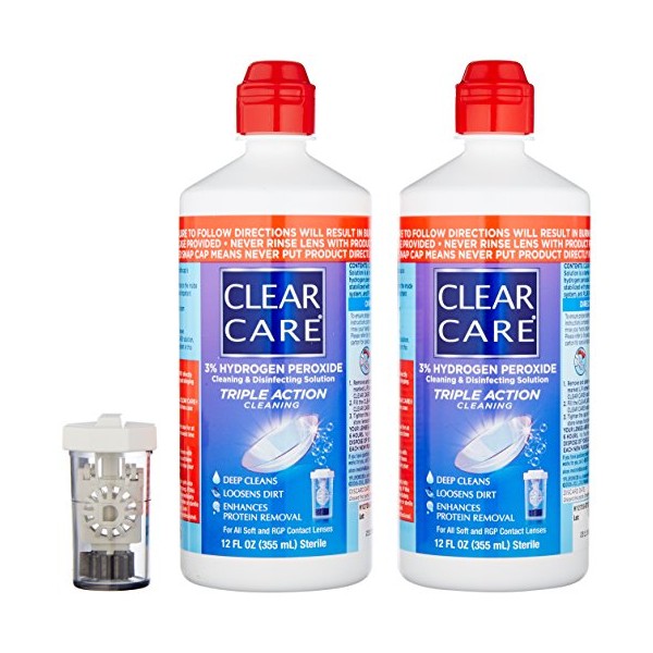 Clear Care Cleaning & Disinfecting Solution with Lens Case, Twin Pack, 12-Ounces Each