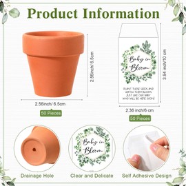 Tioncy 101 Pcs Baby Shower Seed Packet Favors for Guests Baby in Bloom Wood Table Sign with 50 Seed Envelopes and 50 Mini Clay Pots Planter for Gender Reveal Party Supplies, No Seeds