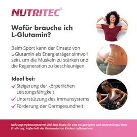 Nutritec L-Glutamin 750mg, 180 Kapseln, hochdosiert, Nahrungsergänzungsmittel