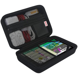 BOVKE Sat Nav Case for 6-7 Inch TomTom Truck Sat Nav GO Expert/TomTom Car Sat Nav GO, Garmin Camper 780/dēzl LGV700, Garmin DriveSmart 76/65 Sat Nav, Extra Pocket for Car Power Cables, Black