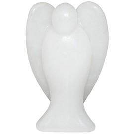 Nupuyai 3" White Jade Guardian Crystal Angel Statue, Love Pocket Carved Angel Figurine Spiritual Healing Stone Ornament for Home Office Decor