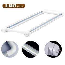 U Bend LED Tube Light, 18W(40W Equiv), 2000LM High Bright, 5000K Daylight, Dual-Ended Power, Ballast Bypass, Clear Cover, Fluorescent Light Bulb Replacement (4-Pack)