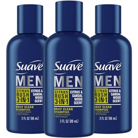 Suave Gel de baño 3 en 1 Citrus Rush para hombre, champú, acondicionador y jabón corporal de tamaño de viaje, fórmula todo en uno con queratina para u