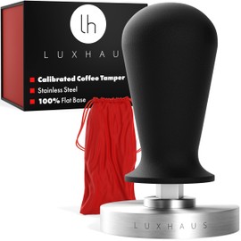 LuxHaus Espresso Tamper - 53mm Calibrated Coffee Tamper for Espresso Machine with Spring Loaded 100% Flat Stainless Steel Base