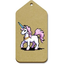 10 x Large 'Pixel Art Pink Unicorn' Wooden Gift Tags (TG00123469)